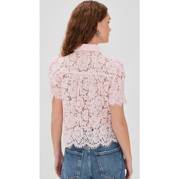 GENERATION LOVE TOP WOMENS XLARGE MINA SHEER LACE BLOUSE BALLET SLIPPER PINK NEW - Picture 2 of 14